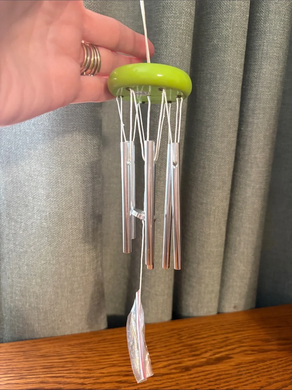 Lime Green Metal Wind Chime Accent